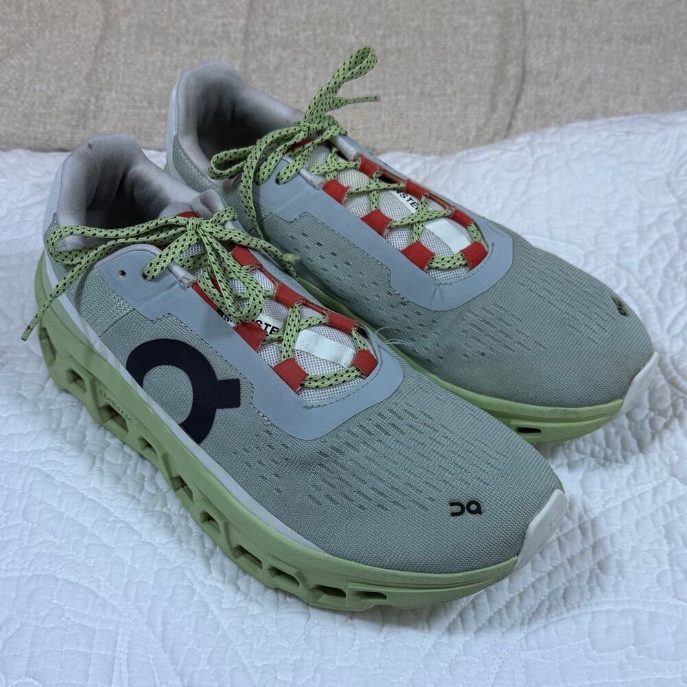 On Running Women 9.5 Green Cloudmonster Lace Up Athletic Running Shoes Comfort